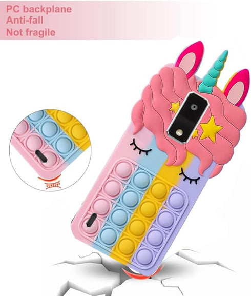 for TracFone Blu View 4 Case Fidget Toys Phone Case Push Pop Bubble Stress-relief Full Body Protection Shockproof Silicone Case with Lanyard for T...