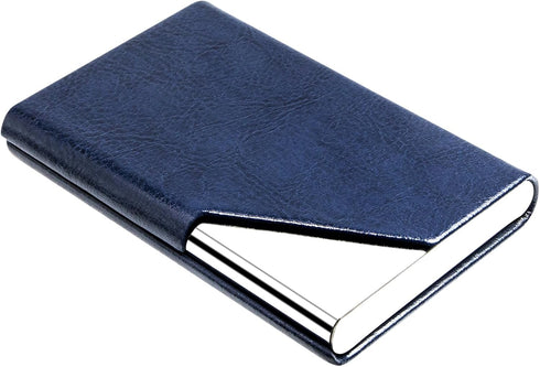Padike Business Card Holder, Leather Business Card Case Pocket Card Holders for Men or Women, Metal Slim Name Card Holder RFID Blocking Business C...