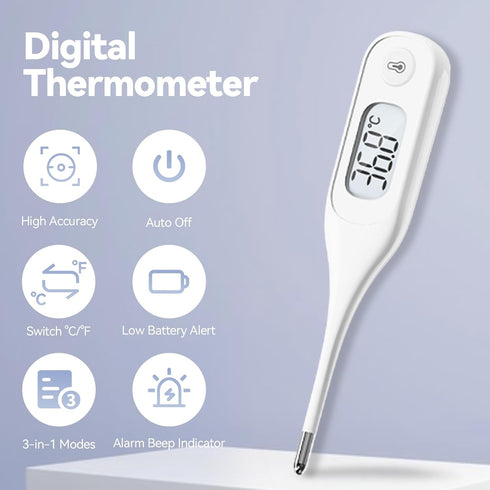 Berrcom Digital Oral Thermometer for Adults and Kids, Medical Thermometer for Fever 10 Second Reading Rectum Armpit Thermometer with Fever Alarm...