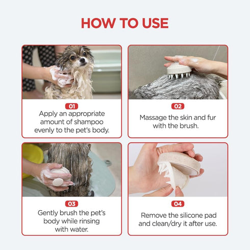 Shower Groomer - Grooming Pet Shampoo Brush, Cat Dog Hypoallergenic Bath and Massage Brush, Soft Silicone Bristles Scrubber for Puppy & Kitten, Ea...