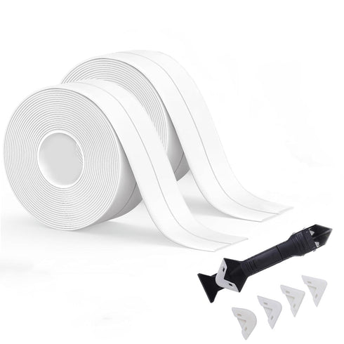 White Caulk Tape Waterproof Self Adhesive, Bathroom Caulking tape,Sealer Strip for Toilet Base Shower Wash Basin Sink, Easy to Use with Silicone C...