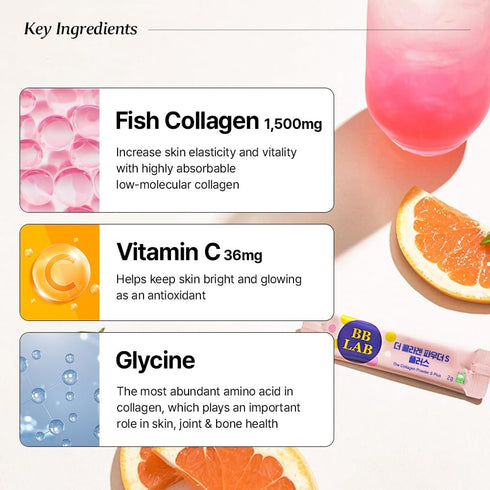 BB LAB Collagen Powder S Plus Halal, Low Molecular Korean Collagen Powder Stick Supplement, Marine, Fish Collagen Peptides, Vitamin C, Glycine, Fa...