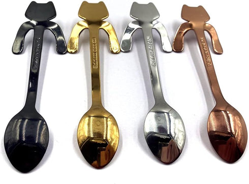 4Ppcs Stainless Steel Cute Mini Cat Spoon for Tea, Coffee, Dessert, Sugar, Ice Cream...