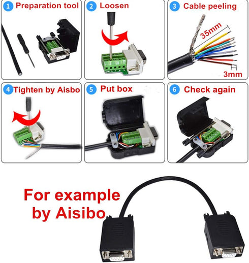 Connector DB9 RS232 D-SUB Female Adapter Serial 9 Pin Port DB9 COB Breakout Terminal Connector Signal Module with Case (Female with Screw)...