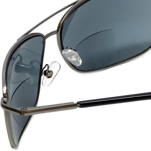 Designer Bi-Focal Reading Sunglasses Jordan in Gunmetal +2.00...