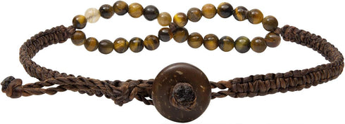 Infinityee888 Tiger Eye Anklet Bracelet bead woven Brown Wax 8 Infinity Endless Love Symbol Adjustable Ankle Bracelets for Men, Women, teen girl H...