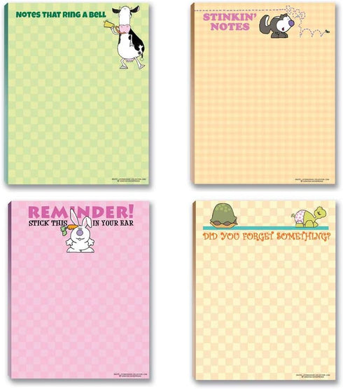 Cute Humorous Notepads - 4 Assorted Funny Note Pads...