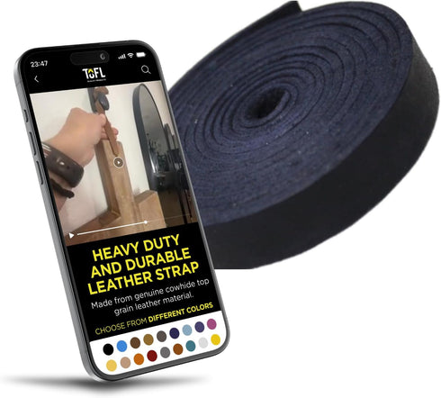 TOFL Genuine Top-Grain Leather Strap | 72 Inches Long | 5/8 Inch Wide | 1/16 Inch Thick (4-5 oz) | 1 Leather Strip for DIY Arts & Craft Projects, ...