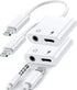 2 Pack Lightning to 3.5mm AUX Audio Charger Splitter for iPhone 14/13/12/11/XS/XR/X 8/iPad/iPod, Apple MFi Certified, 2 in 1 Headphone Adapter...