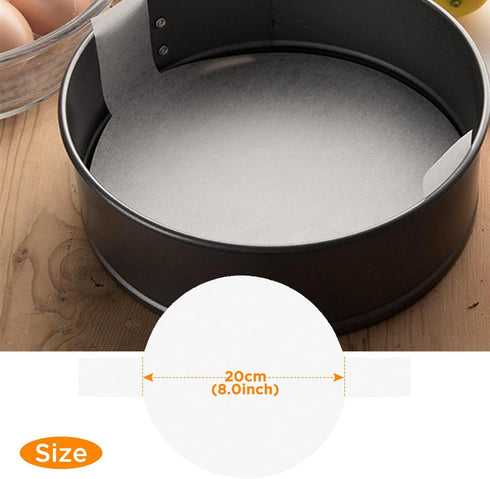GeeRic 100 Pcs Baking Parchment Paper, 8 inch Round Cake Pan Liner with Lift Tab, Non-Stick Precut Baking Parchment for Baking Cookies, Bread (Whi...