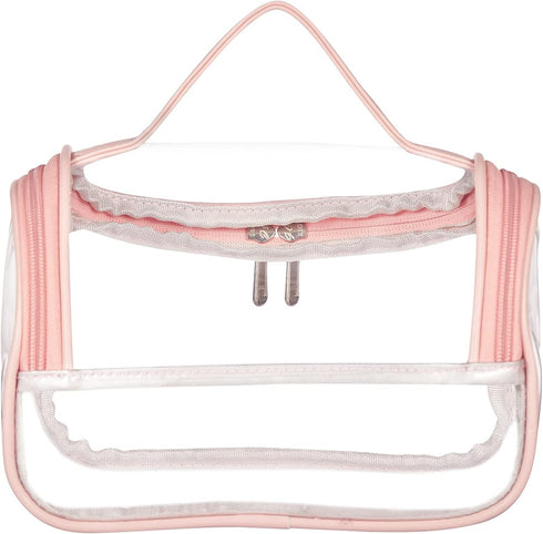 HAOGUAGUA Heavy Duty Clear Cosmetic Bag Waterproof Transparent Travel Makeup Toiletry Organizer Bag (Pink)...