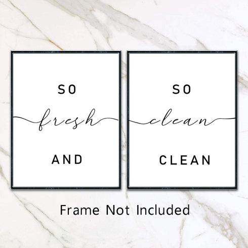 So Fresh and So Clean Clean Bathroom Quotes and Sayings Art Prints Set of 2 Bathroom Decor Laundry Room Wall Art Decor, 8 x 10 Inches Shimmer Art ...