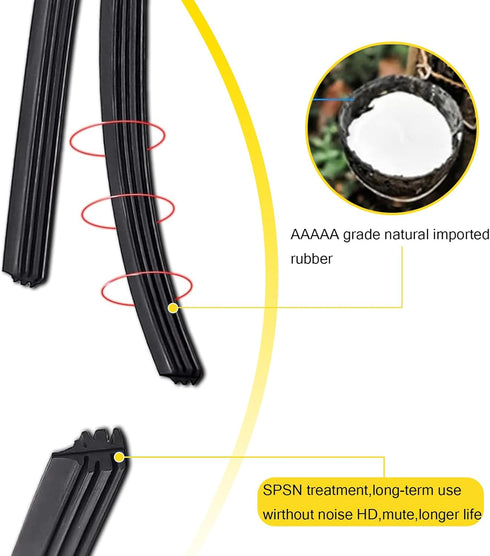 4 PCS Car Wiper Blade Replacement Strip, 28" 45-degree Wiping Angle Boneless Structure Windshield Cleaning Wiper Rubber Strip, Modification Access...