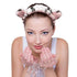 2 PCS Women Animal Ear Tiger Print Fuzzy Hairband Makeup Headband Elastic Stretch Head Wrap for Skincare Spa...