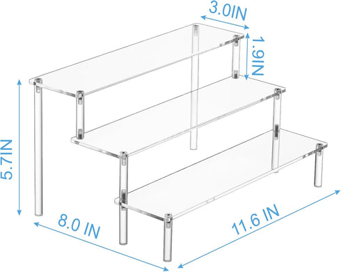 Large Acrylic Display Risers, Perfume Stand Organizer, Clear Acrylic Shelf Risers for Display Stands for Food, Tabletop Use, Amiibo Funko POP Figu...
