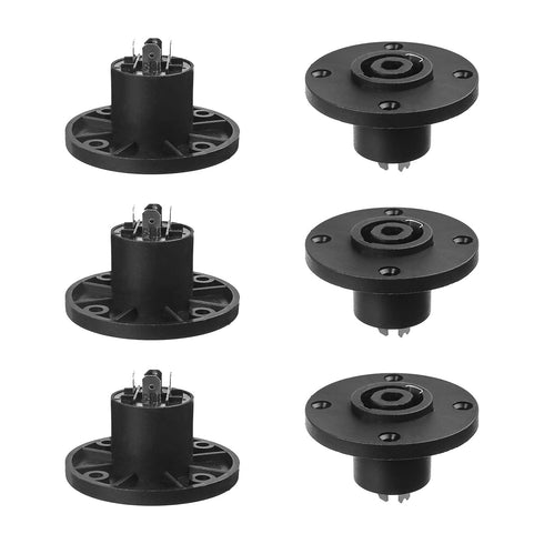 Fielect 6Pcs SpeakOn Panel Mount Socket Round, 4 Pole Audio Speaker Twist Lock Female Speakon LY-KNT041...