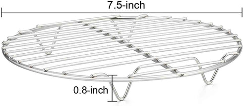 TeamFar Round Cooling Rack Set of 2, 7½ Inch Round Baking Steaming Roasting Rack Set Stainless Steel, Healthy & Dishwasher Safe, Mirror Finish & R...