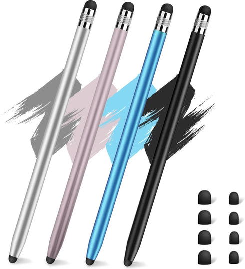 4 Pcs Stylus Pen for Touch Screen, Work for iPad/iPhone/Android Tablets, Stylus 2-in-1 Sensitivity and High Precision, Compatible with All Touch S...