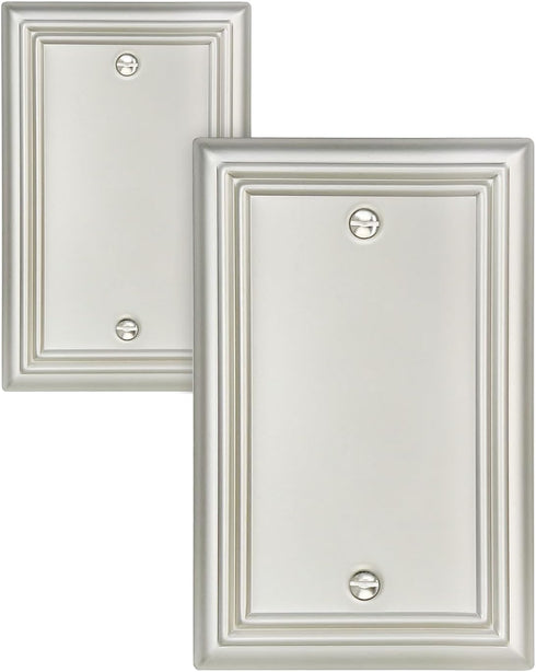 2-Pack Blank Wall Plate, Durable Metal No Device Outlet Cover, Satin Nickel, 3.15''*4.88'', Midsize...