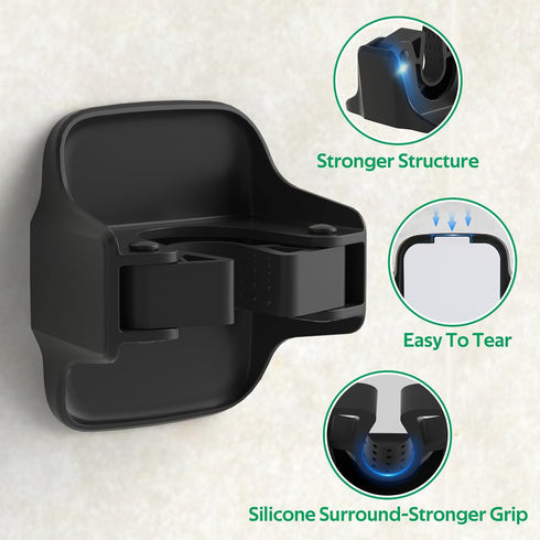 5 Pack Broom Holder Wall Mount Mop Grippers No Drilling Self Adhesive Anti-Slip Mop Handle Hanger Dustpan and Broom Organizer-Black...