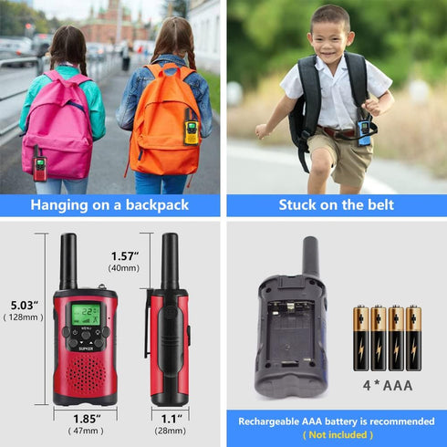 Walkie Talkies for Kids, Toys for 3 to 14 Year Old Children's 2 Way Radio 3 Miles Range for Outside Adventure Game Camping Hiking (Red)...