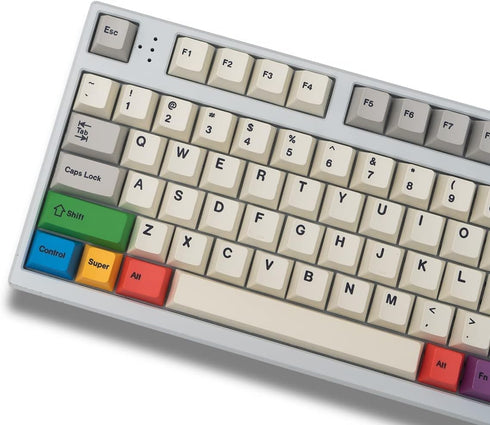 PBT Grey Beige Keycaps Set Cherry Profile 141 Keys Custom Dye-Sub Retro Keyboard Keycaps for 60% 65% 70% 100% Cherry Gateron MX Switches Mechanica...