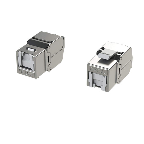 LINKUP - RJ45 Connectors Cat6A (2 Pack) Shielded Keystone Jack Zinc-Alloy Housing Modular Termination | 10G Easy Internet Tool Free Jacks | for Ca...