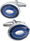 Fomissky Oval Navy Blue Cufflinks for Men Silver Plated, Personalized Men's Cuff Links Groom Wedding Gifts Tuxedo Business Shirt Accessories...