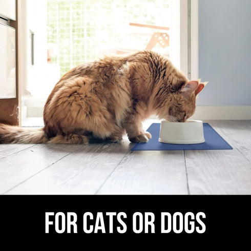 Gorilla Grip 100% Waterproof Raised Edge BPA Free Silicone Pet Feeding Mat, Dog Cat Food Mats Contain Spills Protects Floors, Placemats for Cats a...