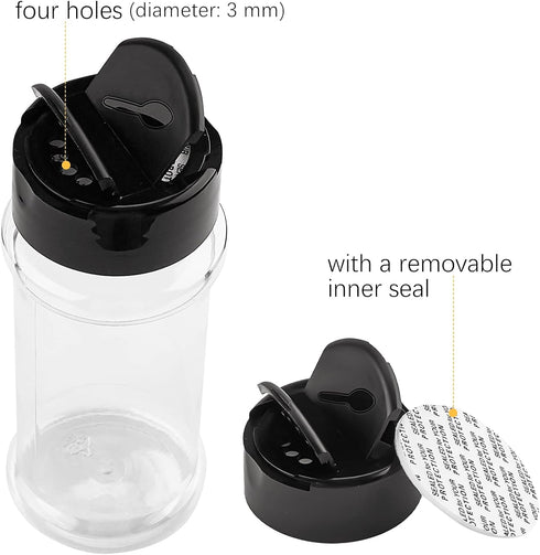 TUZAZO 3 oz Plastic Spice Jars with Shaker Lids and Labels, 14 Pcs Clear Empty Spice Bottles Seasoning Containers for Spice, Herbs and Seasoning P...
