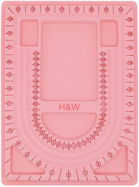 H&W Pink Bead Board with Flock, 9.5 by 12.9-inch, Design Beading Board Tray DIY Craft Tool for Girl and Necklace Beading Jewelry Designer...