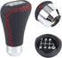 Gear Shift Knob, Red Gear Knob Universal Car Gear Knob Shifter PU 6 Speed Gear Shift Knob Shifter Stick Head with 3 Hoses Spade Shift Knob Manual ...
