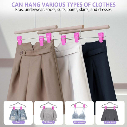 40 Pcs Plastic Baby Hanger Clips Slim-line Finger Clips Set for Clothes Hanger Velvet Hanger (Pink)...