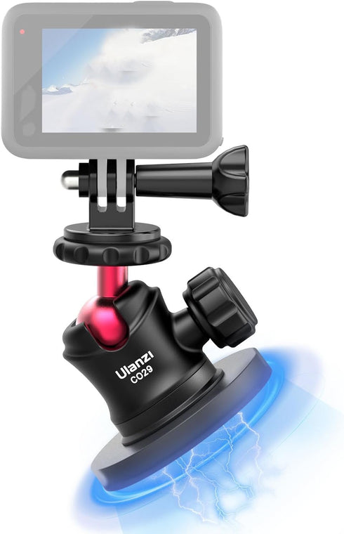 ULANZI Magnetic Camera Mount for GoPro, Strong Magnetic Mount with 360° Rotation Ball Head and Built-in 6 Magnets, Compatible with GoPro Hero 11/1...