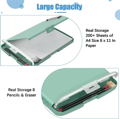 Hongri Plastic Clipboard with Storage, Folder Nursing Clipboard Side Opening, Heavy Duty Clips, Slim Clipboard Storage Box, Light Weight, Smooth W...