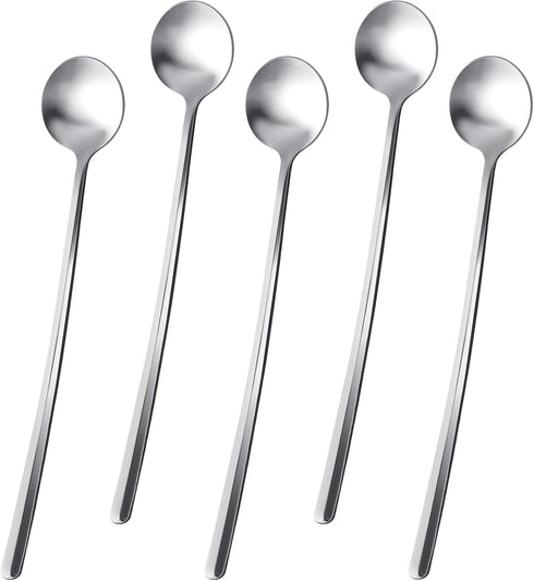HANSGO 5PCS Stirring Spoons, Silver Tea Spoons 6.7" Long Handle Coffee Spoons Stainless Steel Coffee Stirrers for Cocktail Stirring Iced Tea Coffe...
