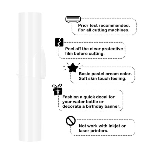 TECKWRAP 001 Vinyl Glossy Permanent Adhesive Vinyl for Craft Decal Projects 12" x 10ft, Glossy Coconut White...