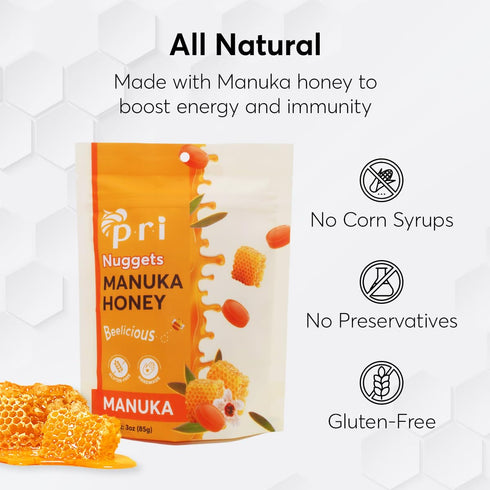 P.R.I Manuka Honey Nuggets, Sweet and All Natural Hard Candy Treat, 3oz...