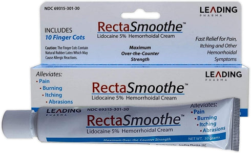 Lidocaine 5% Hemorrhoid Treatment by RectaSmoothe | Maximum Strength Numbing Cream | Fast Pain Relief for Anorectal Disorders | 1-Pk...
