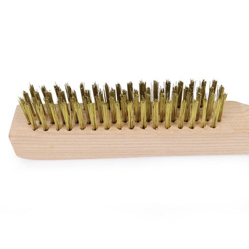 MAXMAN Brass Brush, Heavy Duty Brass Wire Brush Set 2Pcs, Metal Brush, Wire Brushes for Cleaning Rust with 10"Curved Beechwood Handle...
