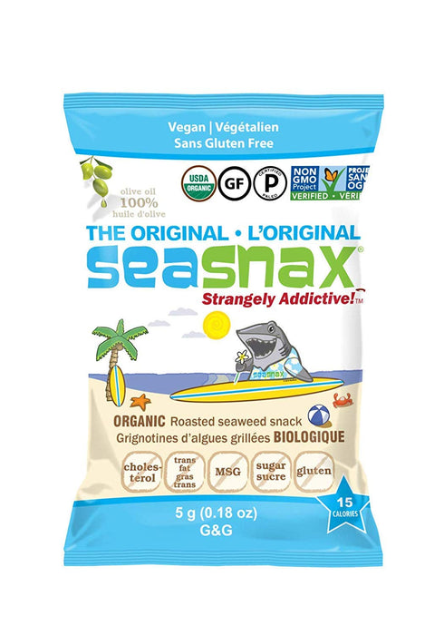 SeaSnax Organic Roasted Seaweed Snack, Original, 0.18 Ounce (Pack of 12)...