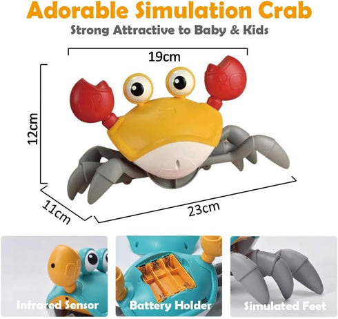 Crawling Crab Baby Toy for Kids Toddler Tummy Time Early Learning Walking Music 3-6 6-12 36 Months 3 4 5 6 7 8 9 10 11 12 Years Old Boy Girl First...