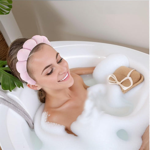 Spa Headband for Women, Sponge Headband for Washing Face, Makeup Headband, Skincare Headbands for Makeup Removal, Shower, Hair Accessories(Pink,Bl...