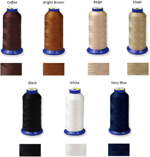 Bonded Nylon Thread for Sewing-Heavy Duty Nylon Thread for Leather, Upholstery, Jeans and Weaving; #69 T70 Size 210D/3 1400 Yards?White?...