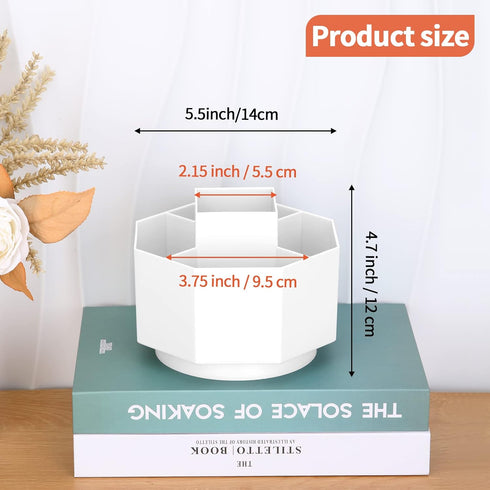 LETURE Desk Organizer, 360-Degree Rotating Pen Pencil Holder, 5 Compartments Desktop Stationary Organizer, Home Office Art Supply Storage Box Cadd...