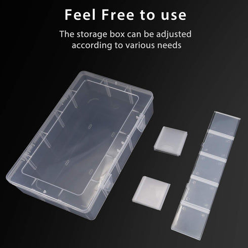 2 Pack 15 Grids Clear Plastic Organizer Box with Adjustable Dividers, Craft Storage Containers for Jewelry, Beads, Screws, Tackle Box, Washi Tapes...