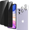 YMHML 2 Pack iPhone 11 Privacy Screen Protector + 2 Pack Camera Lens Protector, Anti Spy Tempered Glass Privacy Screen for iPhone 11 (6.1 Inch), B...