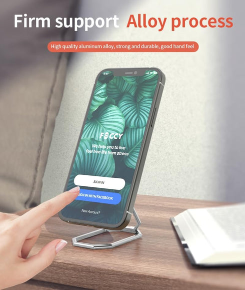 Phone Ring Holder Finger Kickstand Foldable Cell Phone Stand Upgraded 360°Rotation Metal Ring Grip Holder for Magnetic Car Mount Compatible with i...