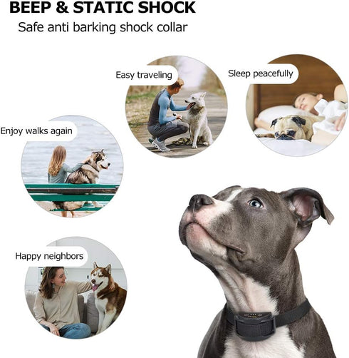 PetJoy Dog Bark Collar, Barking Training Collar Waterproof & Rechargeable, Automatic Shock Control Prong Collar with Beep & Shock for Small Medium...