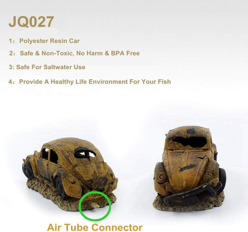 Boxtech Decorations for Aquarium, Aquarium Resin Ornament Decorations, Imitation Car Wreck for Air Bubble Stone Oxygen Pump Fish Tank...